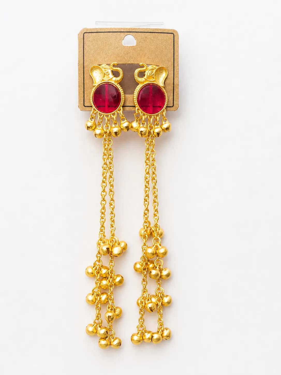 Gold-Plated Long Tassel Drop Earrings view 2